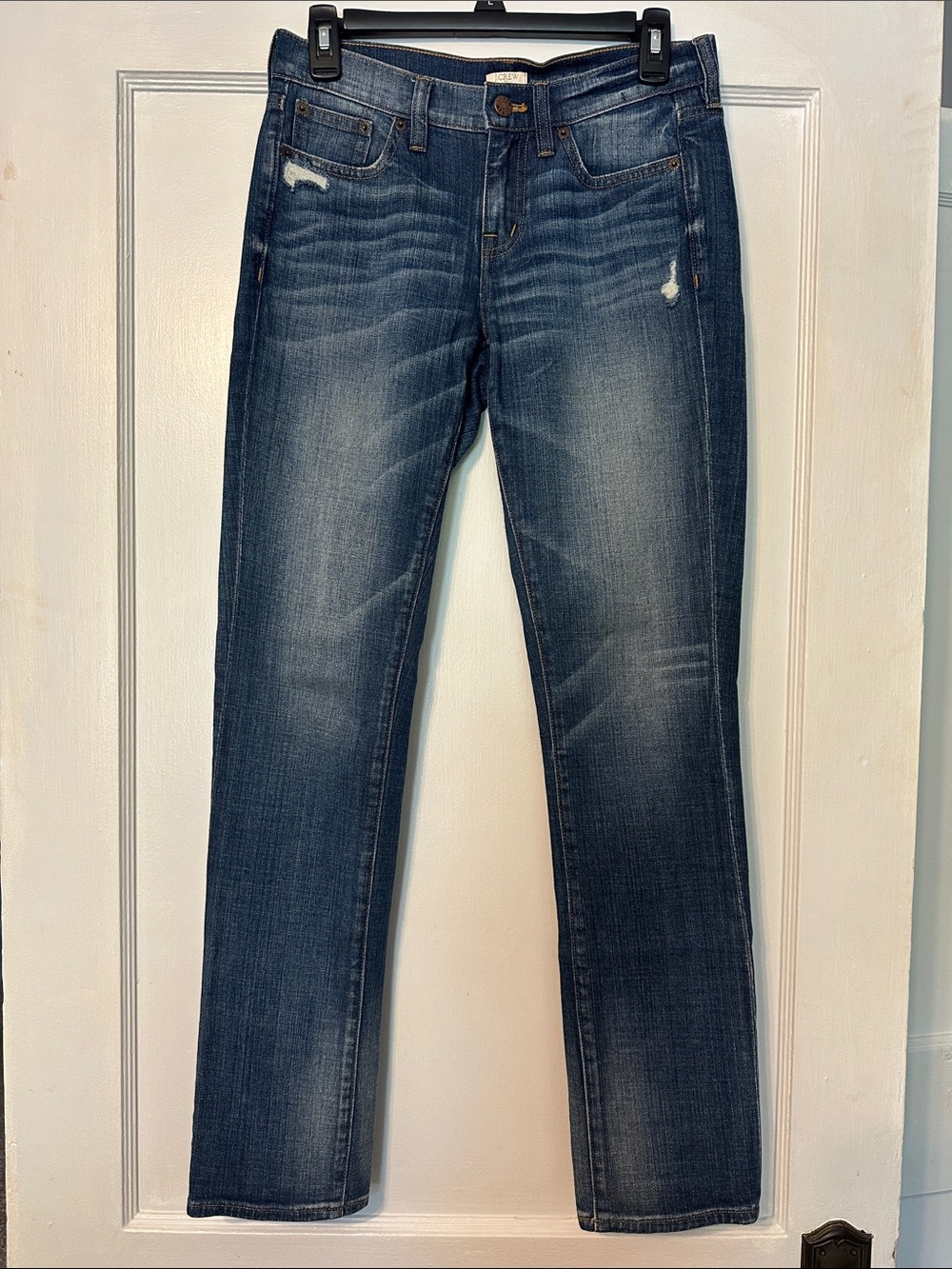 J. Crew Women's Dark Wash Skinny Jeans with Subtle Distressing